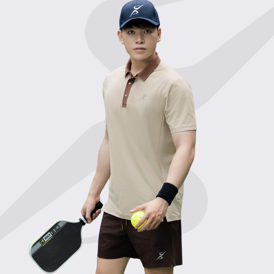 Áo polo thể thao nam VeliX Active Daily Polo Seamless Light Beige